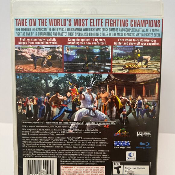 Virtua Fighter 5 (Sony PlayStation 3, 2007) PS3 Complete w/Manual - Picture 2 of 3